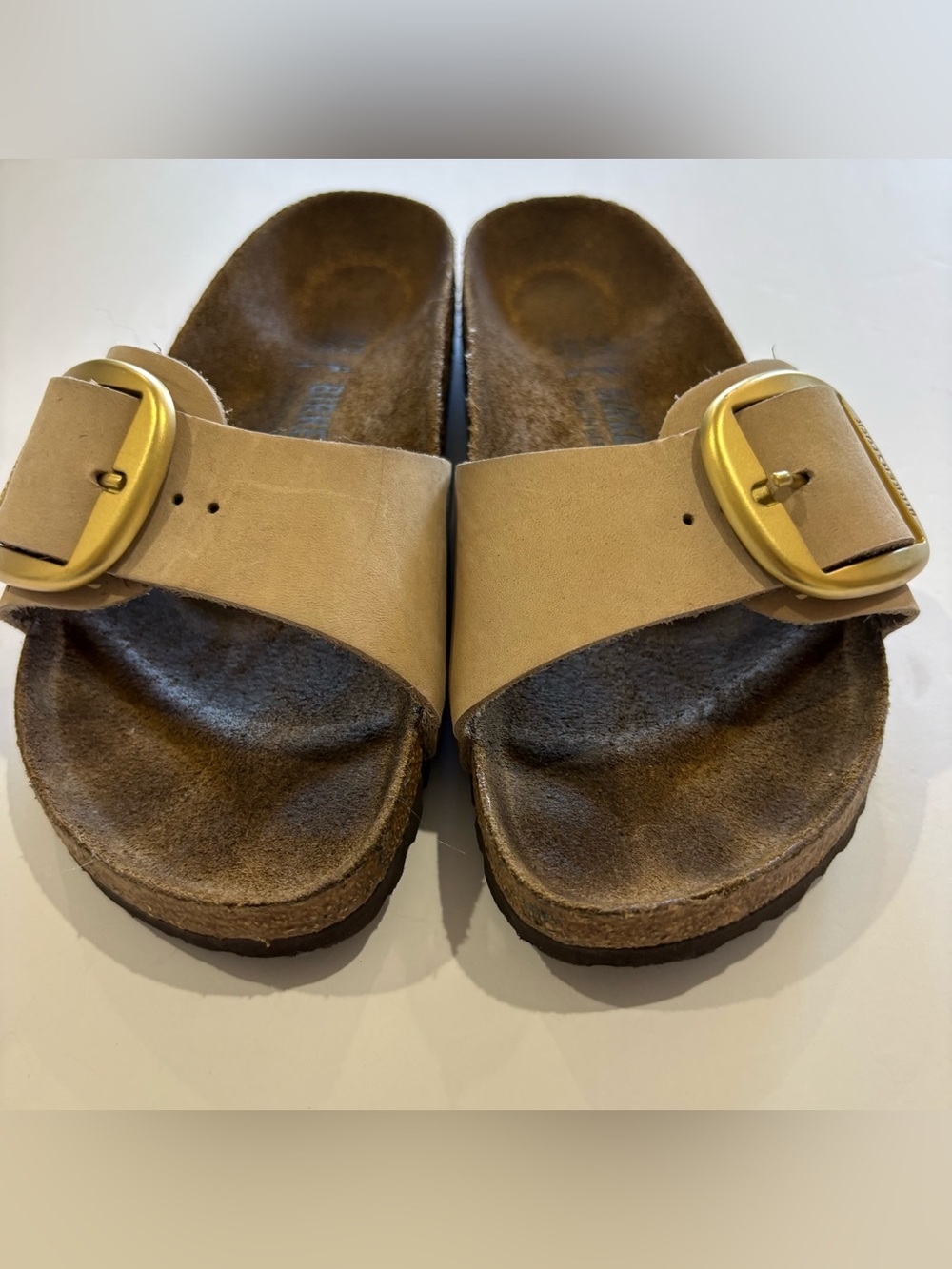 Birkenstock Madrid Big Buckle Women Sandals Nubuck Leather Beige EU 37 US 6.5